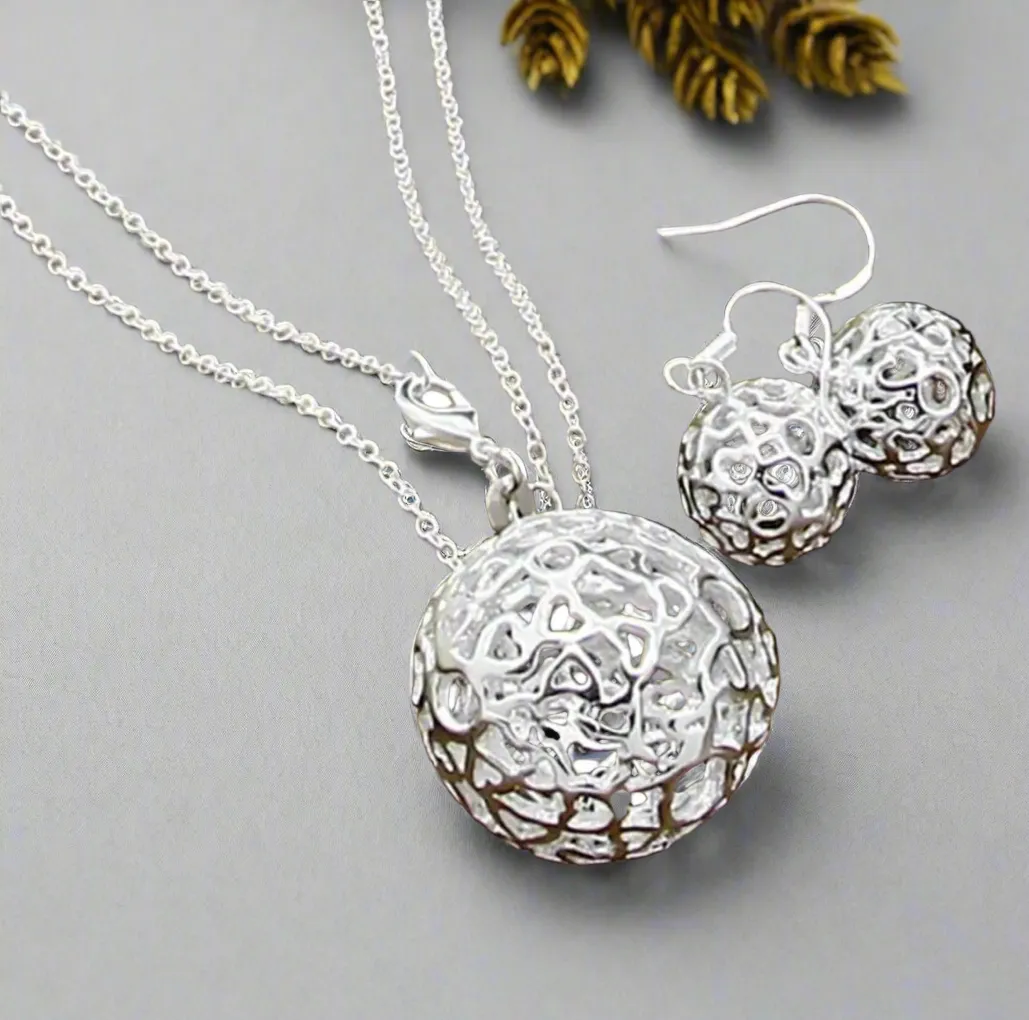 Large Bell Necklace & Earrings Set