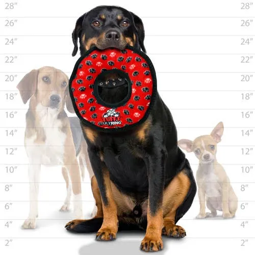Large Tuffy Ultimate Ring - Red Paw, Durable, Squeaky Dog Toy