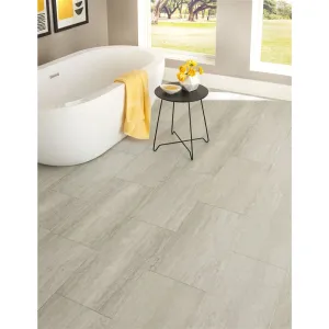 New in box! 3 BOXES! 12" x 24" Porcelain Stone Look Wall & Floor Peel & Stick Tiles very neutral colour, 28 tiles/box covers 56 sq.ft each box! Total coverage is 168 Sq. Ft with 3 Boxes! Retails $410 