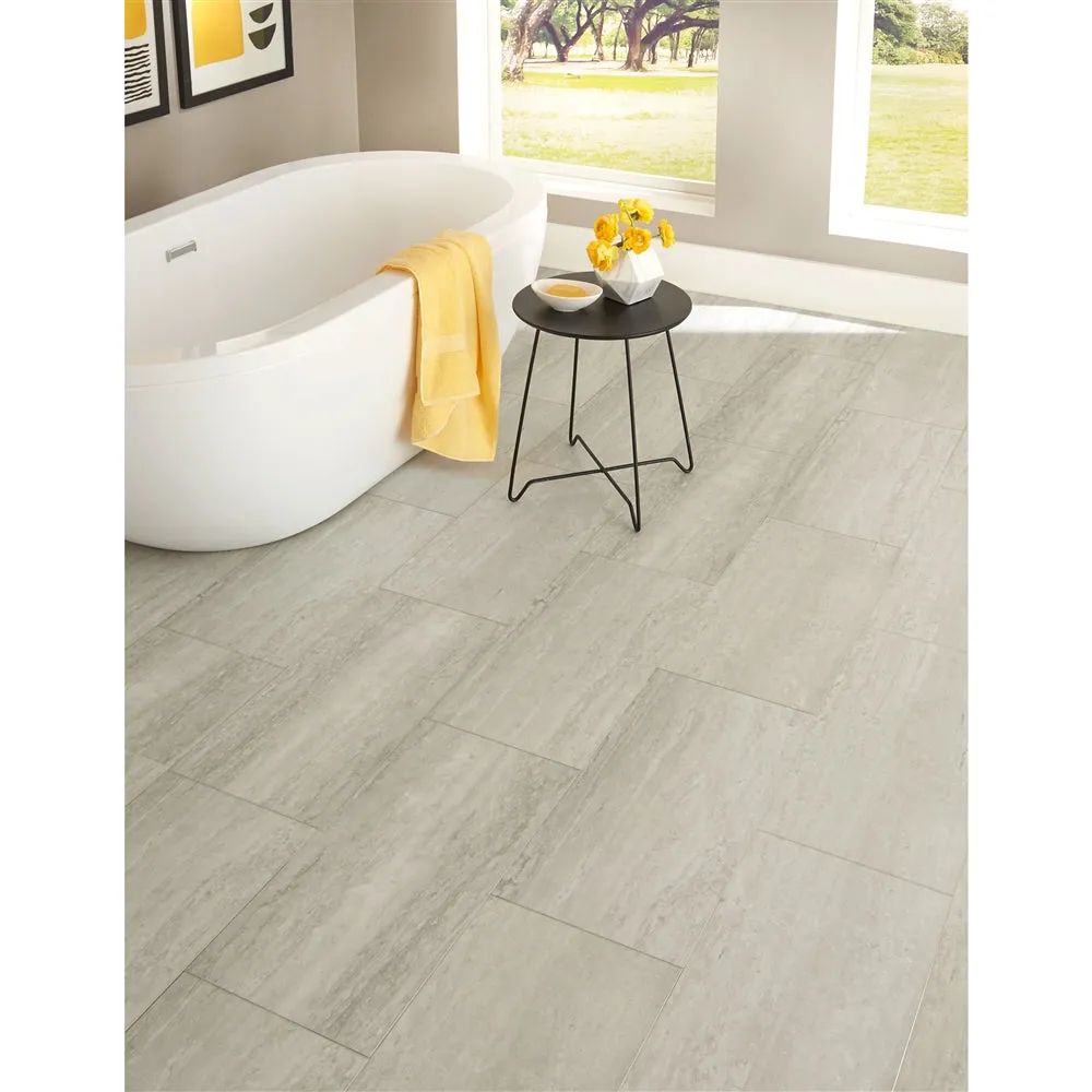 New in box! 3 BOXES! 12" x 24" Porcelain Stone Look Wall & Floor Peel & Stick Tiles very neutral colour, 28 tiles/box covers 56 sq.ft each box! Total coverage is 168 Sq. Ft with 3 Boxes! Retails $410 