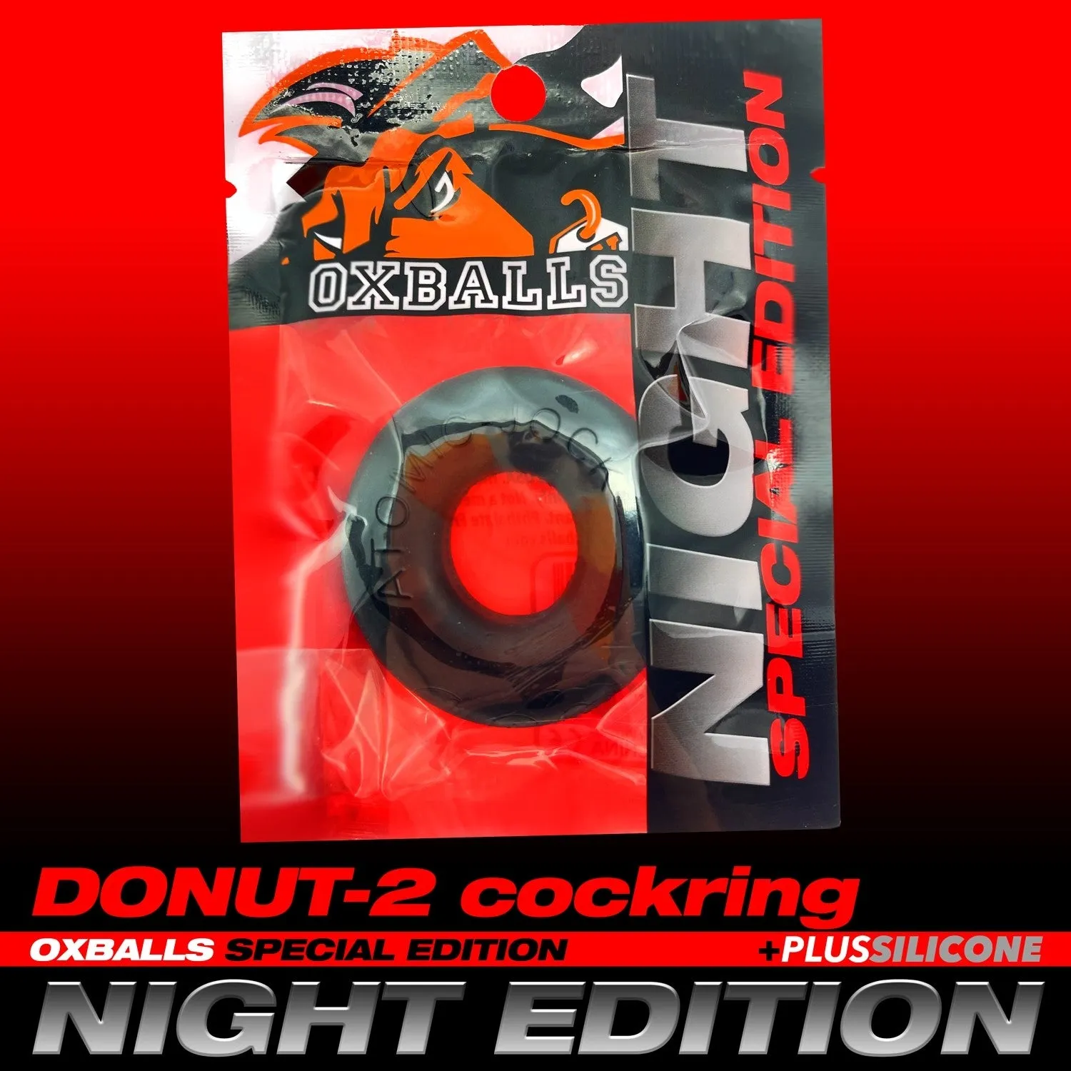 Oxballs Atomic Jock Do-Nut-2 Fatty Silicone Plus  Cock Ring - Night Edition