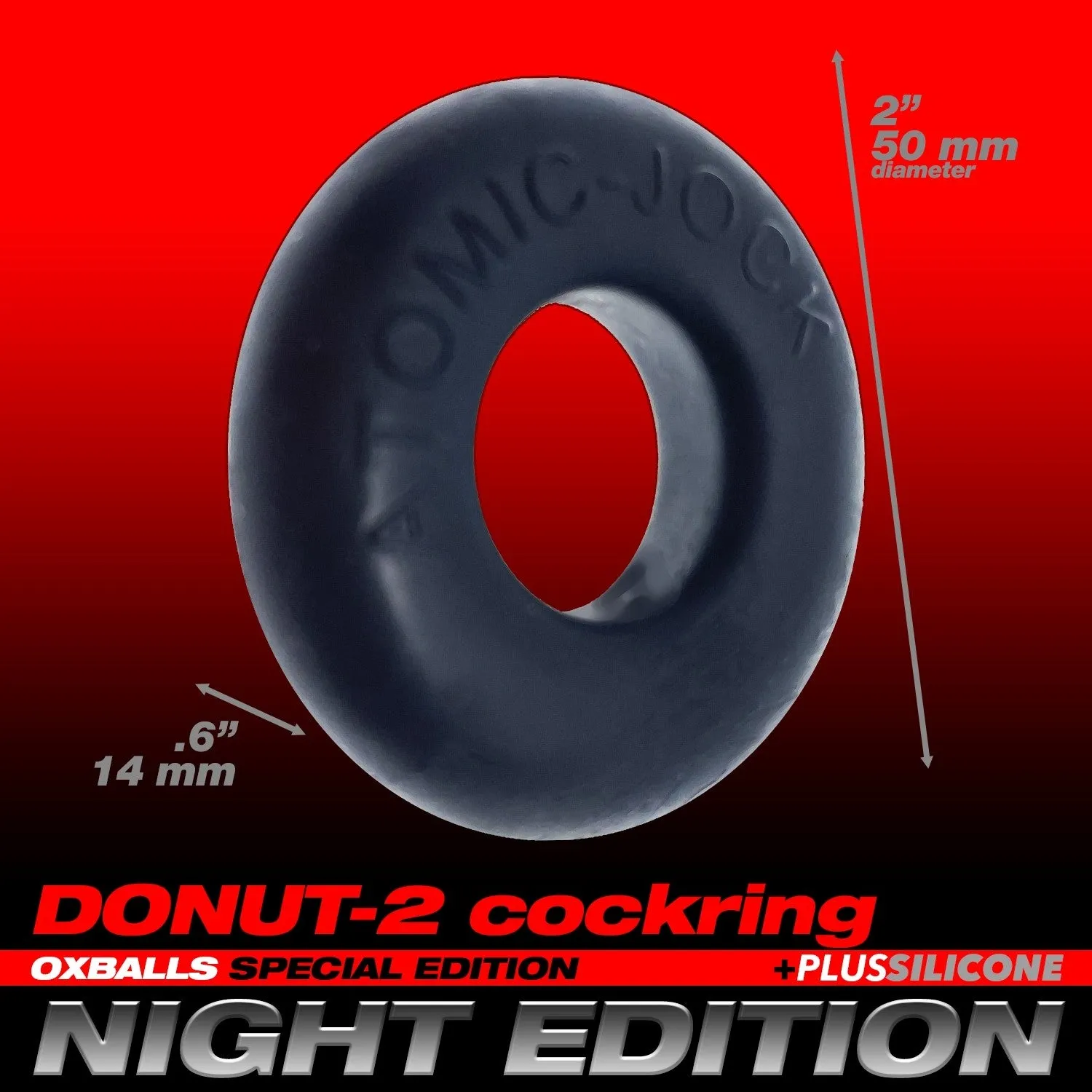 Oxballs Atomic Jock Do-Nut-2 Fatty Silicone Plus  Cock Ring - Night Edition