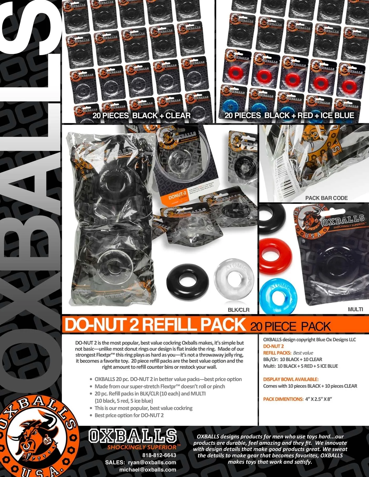 Oxballs Atomic Jock Do-Nut-2 Fatty Silicone Plus  Cock Ring - Night Edition