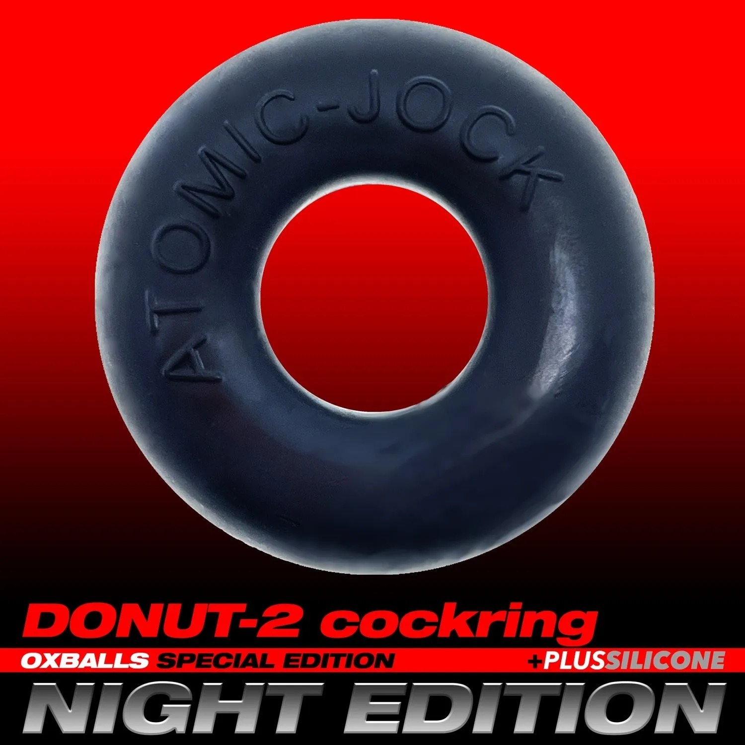 Oxballs Atomic Jock Do-Nut-2 Fatty Silicone Plus  Cock Ring - Night Edition