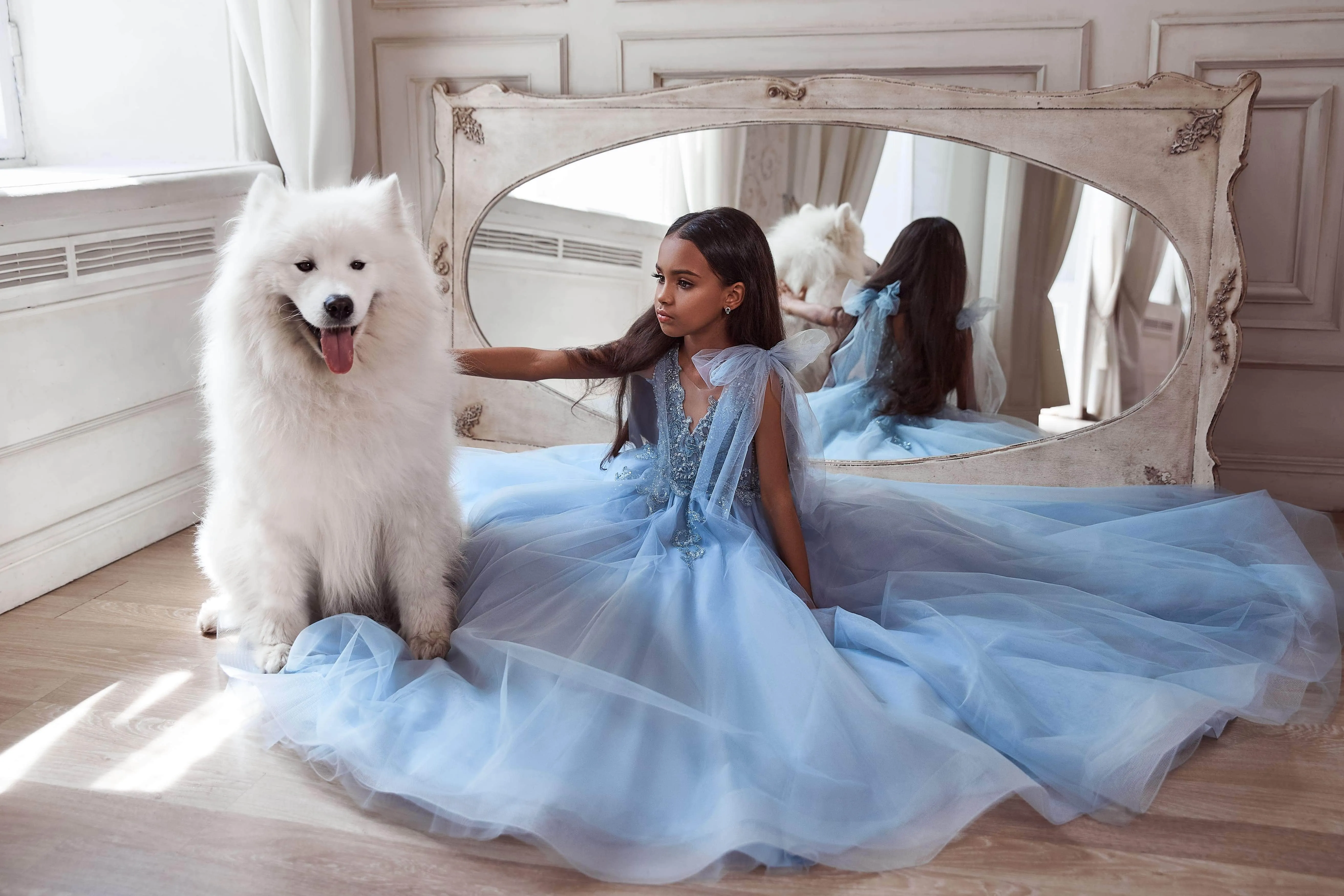 Pastel Blue Bow Tie Shoulder Maxi Dress
