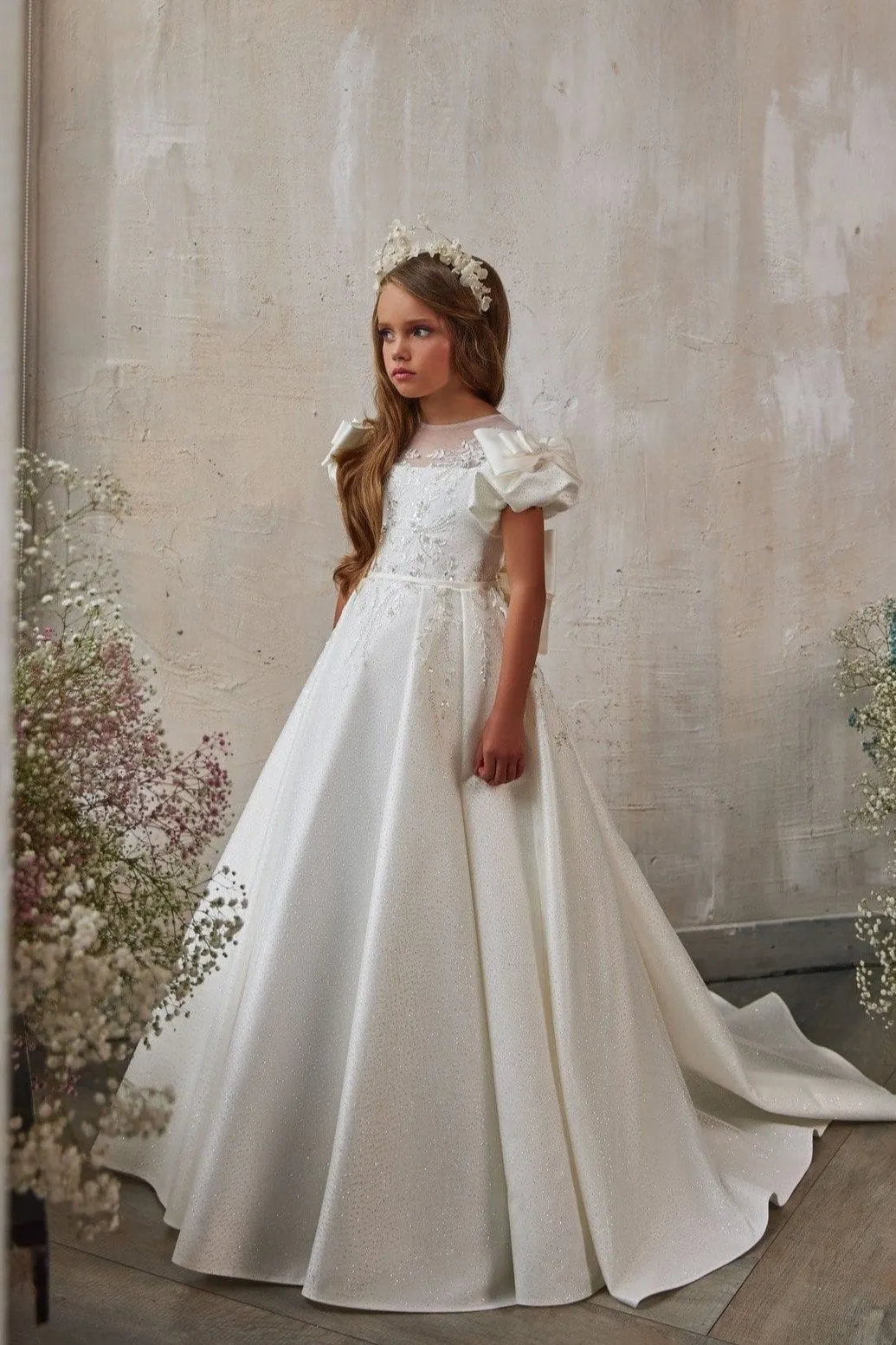 Puff Sleeves and Bows Special Occasion White Dress