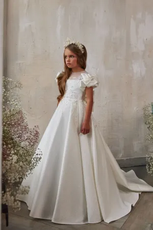 Puff Sleeves and Bows Special Occasion White Dress