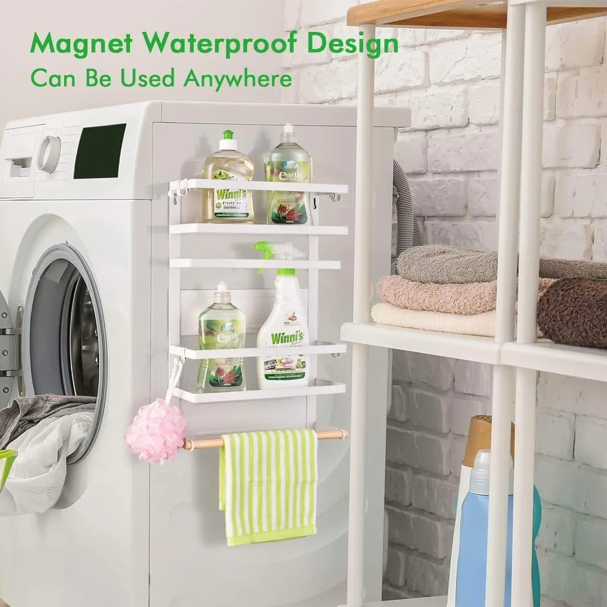 Refrigerator Organizer Rack Magnetic Kitchen Magnetic Holder With Hook Strong Power magnet For Paper Towel Holder Rustproof Spice Jars Rack Refrigerator Shelf Storage Hanger Oganizer Tool 19 X13X5.3IN