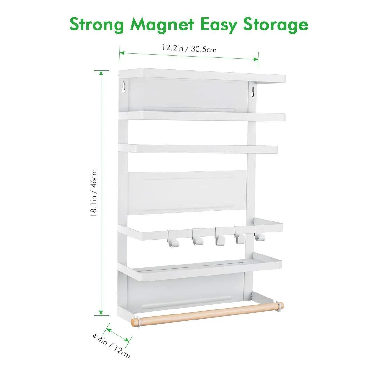 Refrigerator Organizer Rack Magnetic Kitchen Magnetic Holder With Hook Strong Power magnet For Paper Towel Holder Rustproof Spice Jars Rack Refrigerator Shelf Storage Hanger Oganizer Tool 19 X13X5.3IN