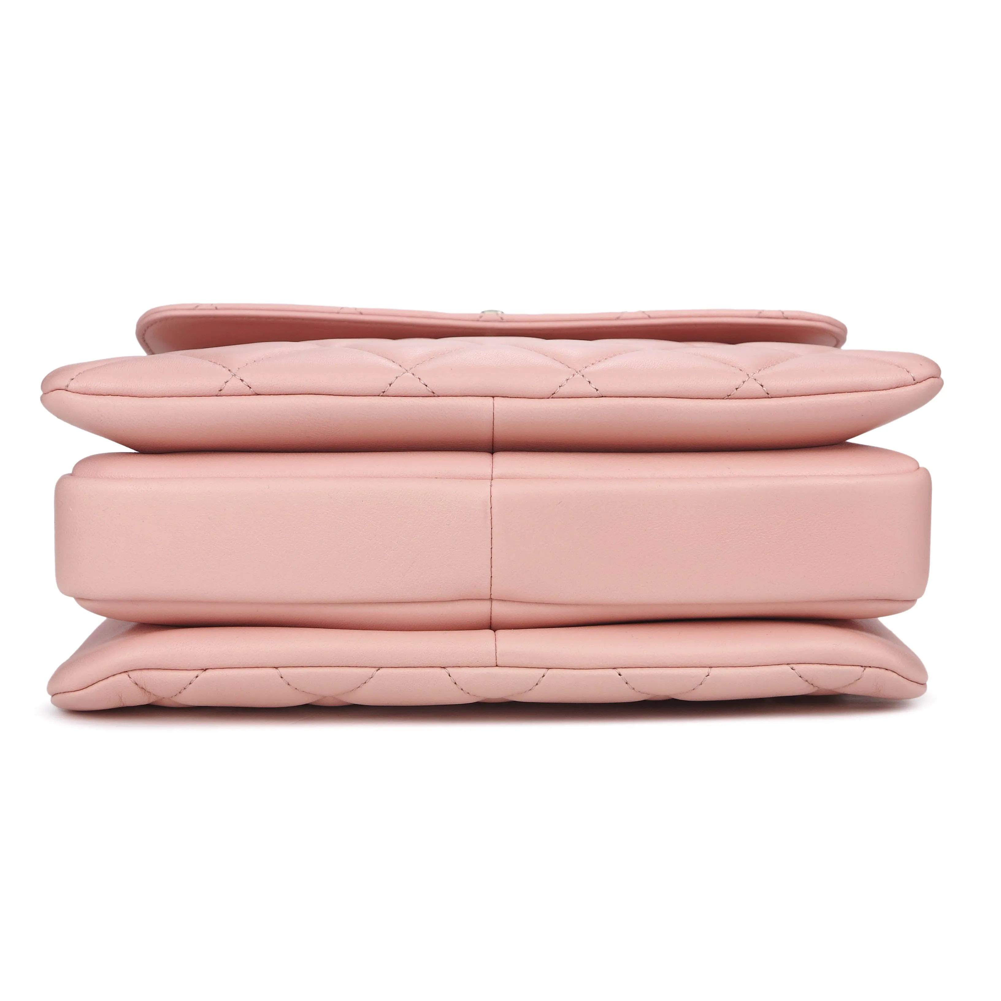Small Trendy CC Flap Bag with Top Handle in Pink Lambskin