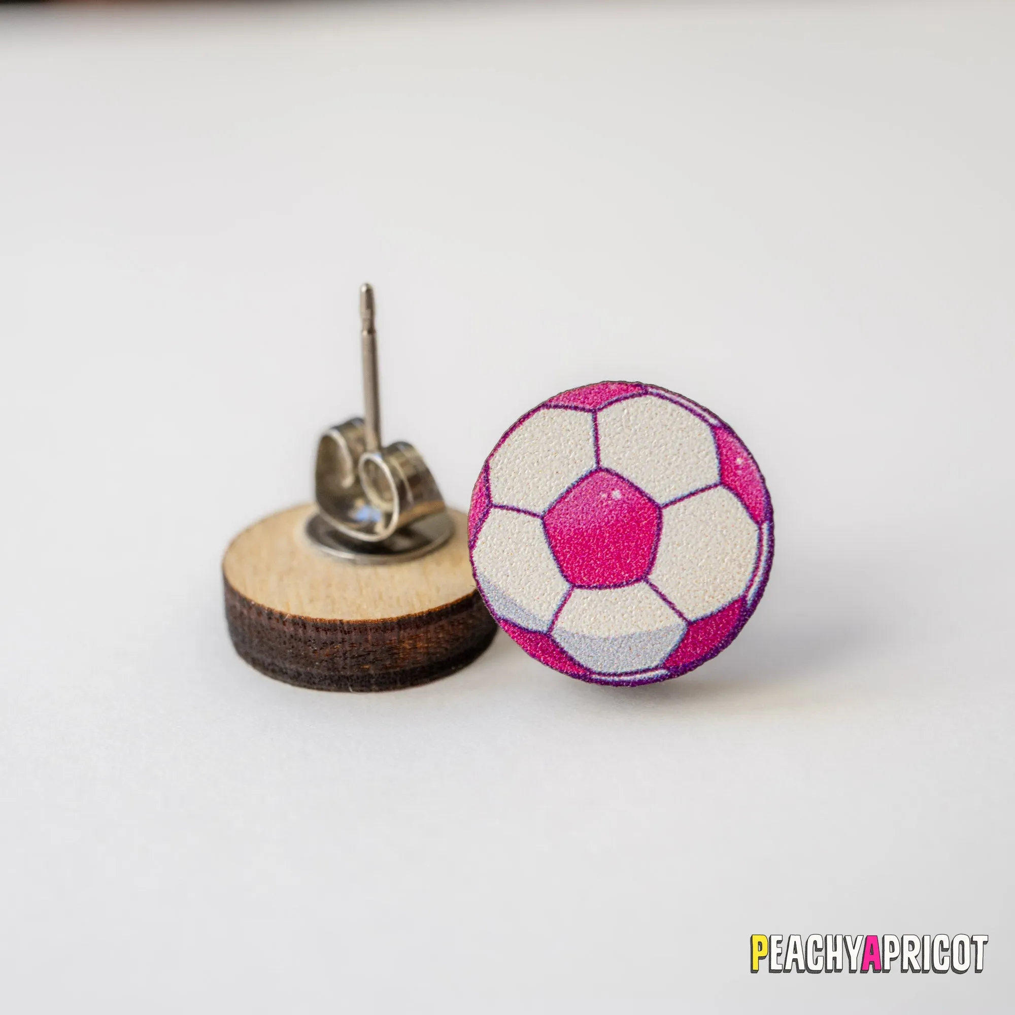 Soccer Ball Earrings - Teal