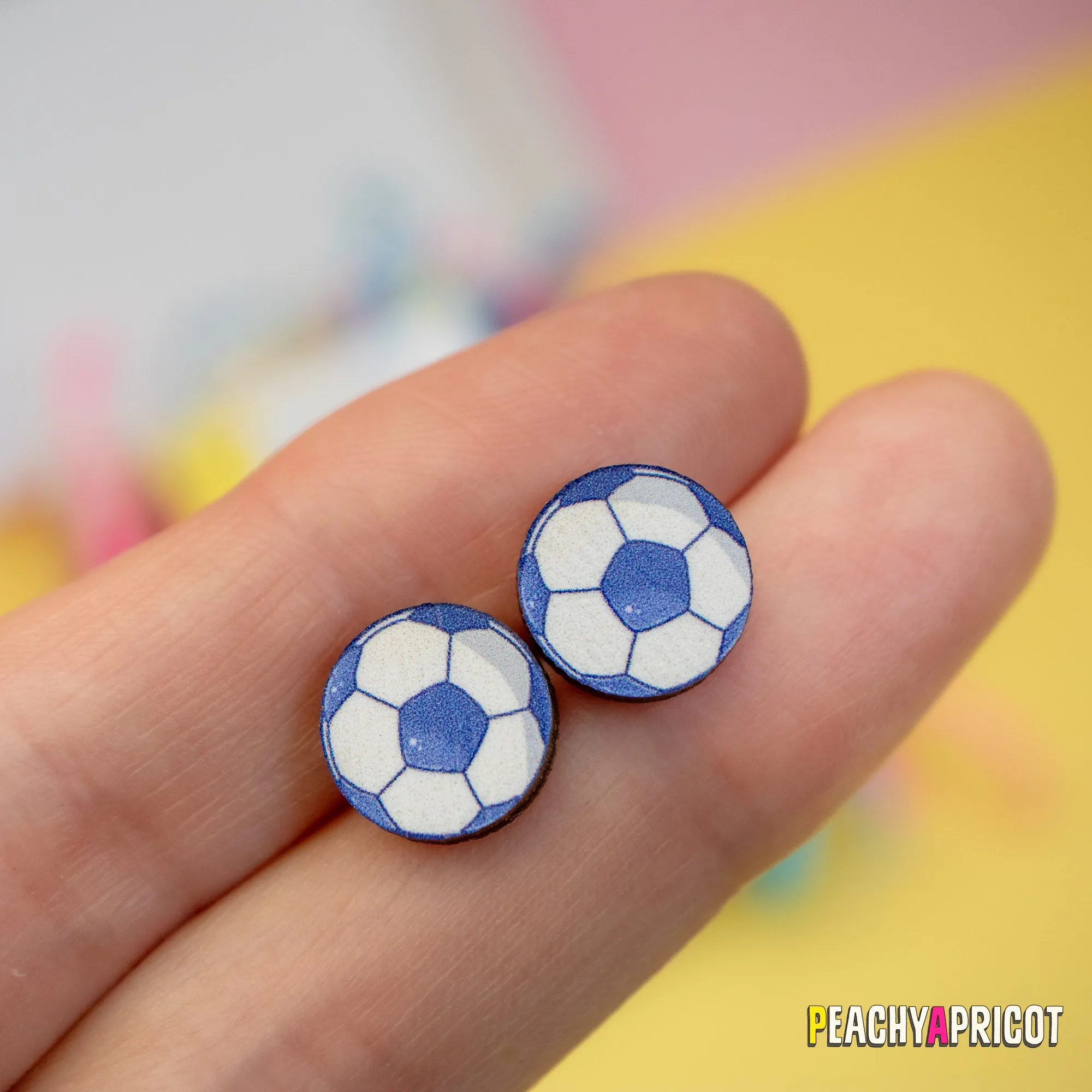 Soccer Ball Earrings - Teal