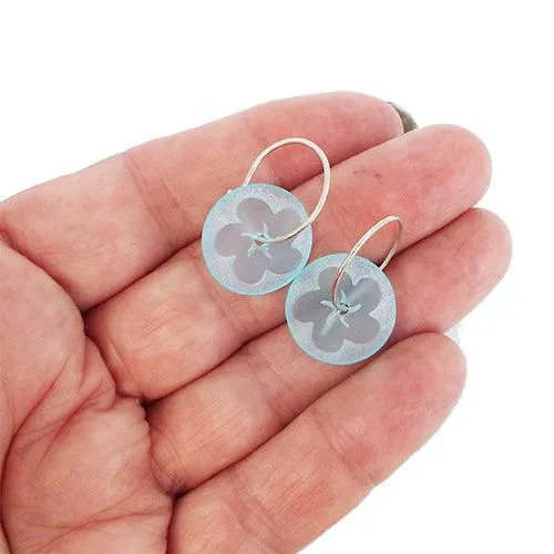Stone Arrow NZ Blue Glass Frangipani Earrings