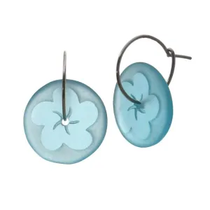 Stone Arrow NZ Blue Glass Frangipani Earrings