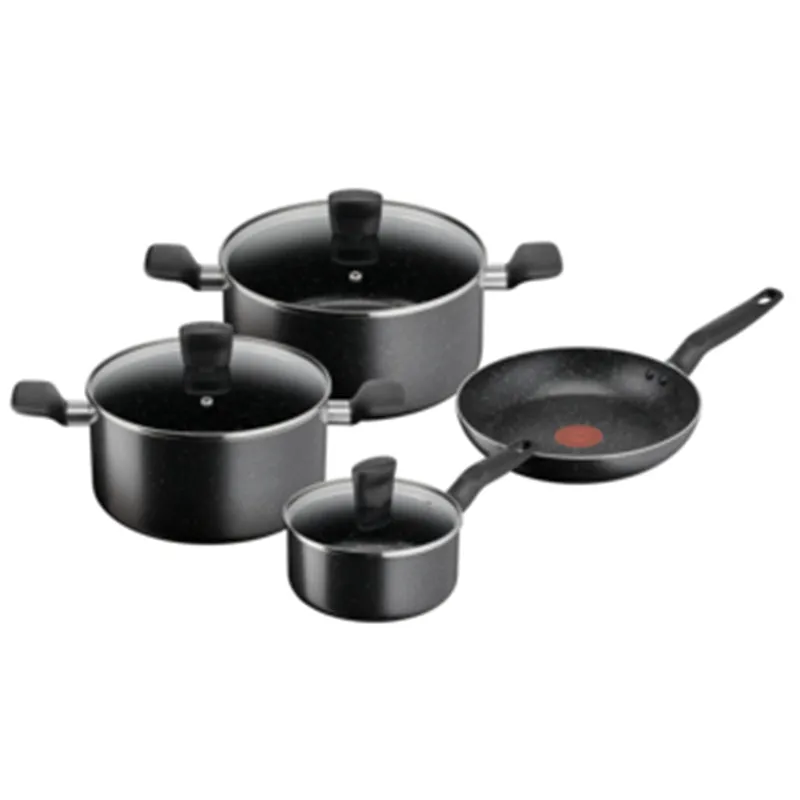 Tefal B491S785 Dark Stone 7 pcs set stewpots 22/24 cm lids, saucepan 16 cm, frypan 24 cm