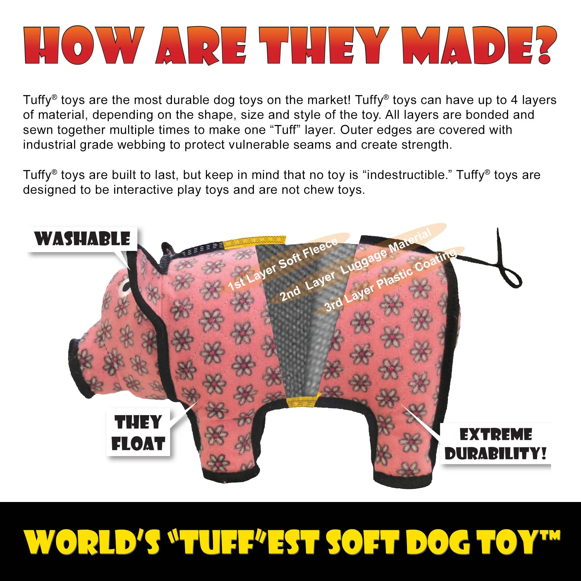 Tuffy Ultimate 2 Ball Tug Red Paw, Durable Squeaky Dog Toy