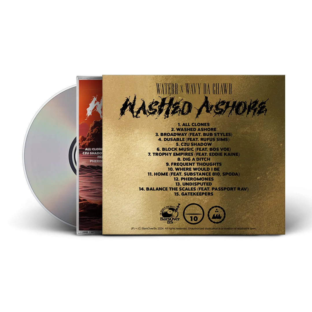 WateRR x Wavy Da Ghawd - Washed Ashore (BarsOverBS Gold CD)(ONE PER PERSON/HOUSEHOLD)