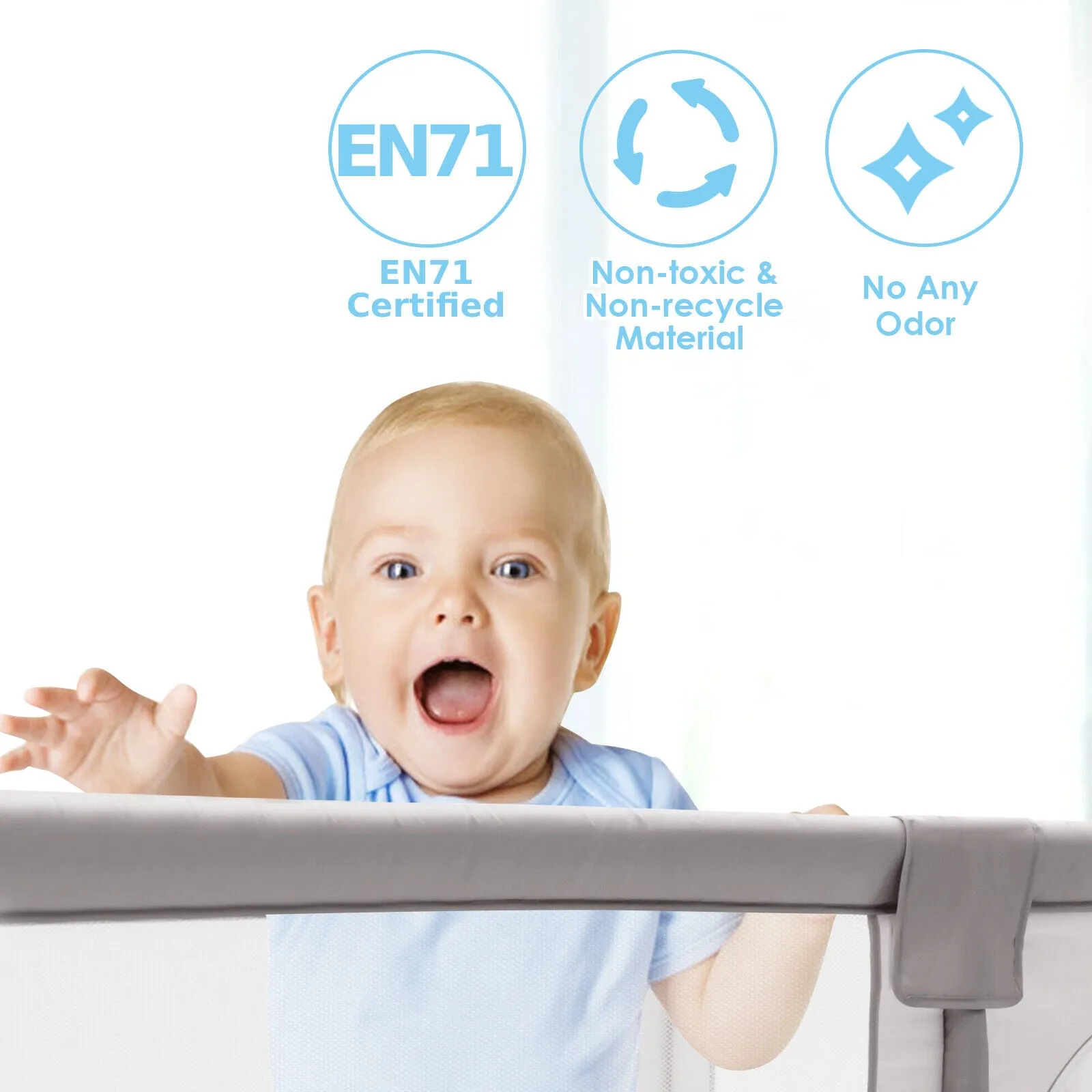 XXL Baby Playpen and Ball Pool | 50 FREE balls & 4 FREE pull-up rings | 2m  x 1.86m | Grey