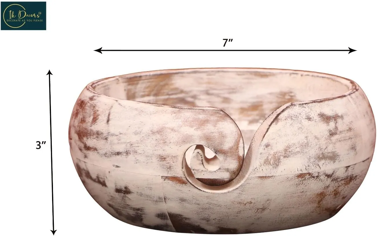 Yarn Bowl - IK Mango Wooden (7" x 7" x 3'')